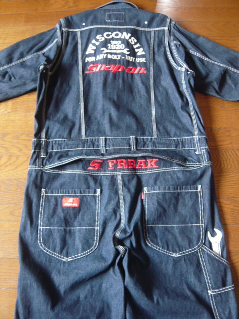 *Snap-on* Snap-on * waste version / limited amount *10oz Denim * coverall * total embroidery *D pocket * all-in-one *LL size * black navy * rare *