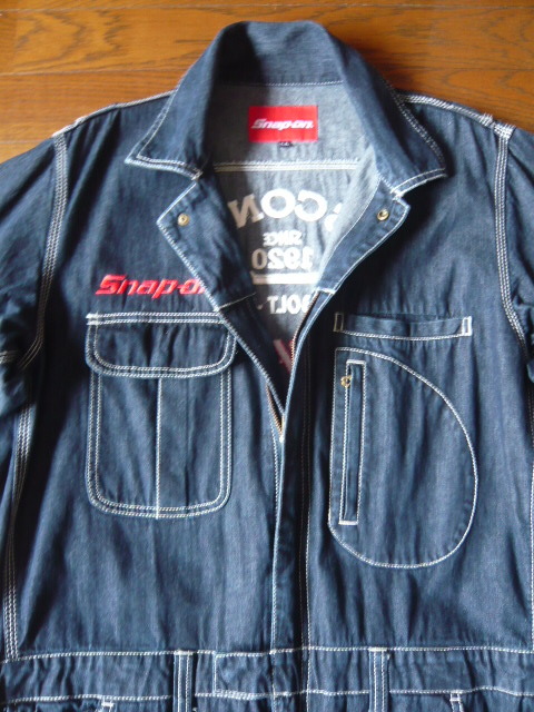 *Snap-on* Snap-on * waste version / limited amount *10oz Denim * coverall * total embroidery *D pocket * all-in-one *LL size * black navy * rare *