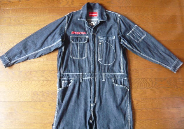 *Snap-on* Snap-on * waste version / limited amount *10oz Denim * coverall * total embroidery *D pocket * all-in-one *LL size * black navy * rare *