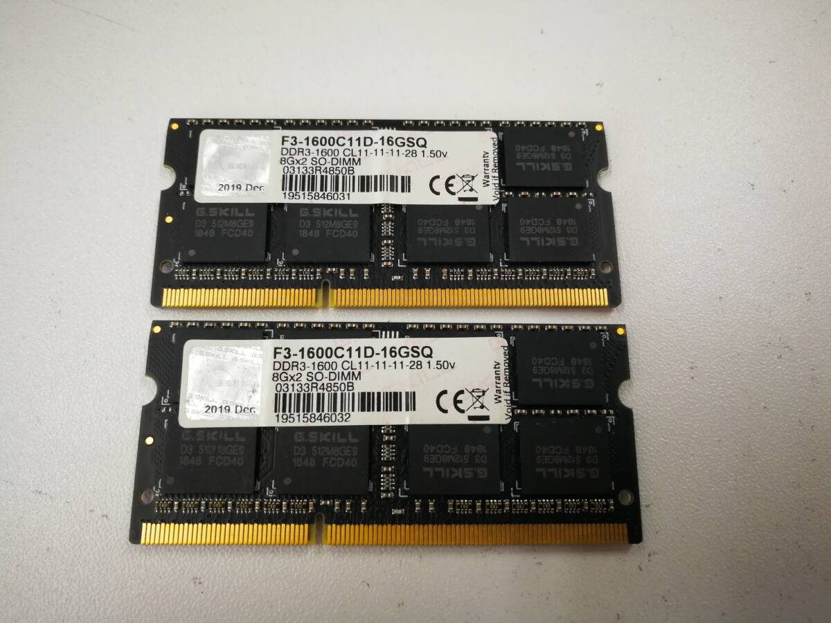 保証あり DDR3 1600 PC3-12800 メモリ 8GB×2枚 計16GB ノートパソコン用の画像1