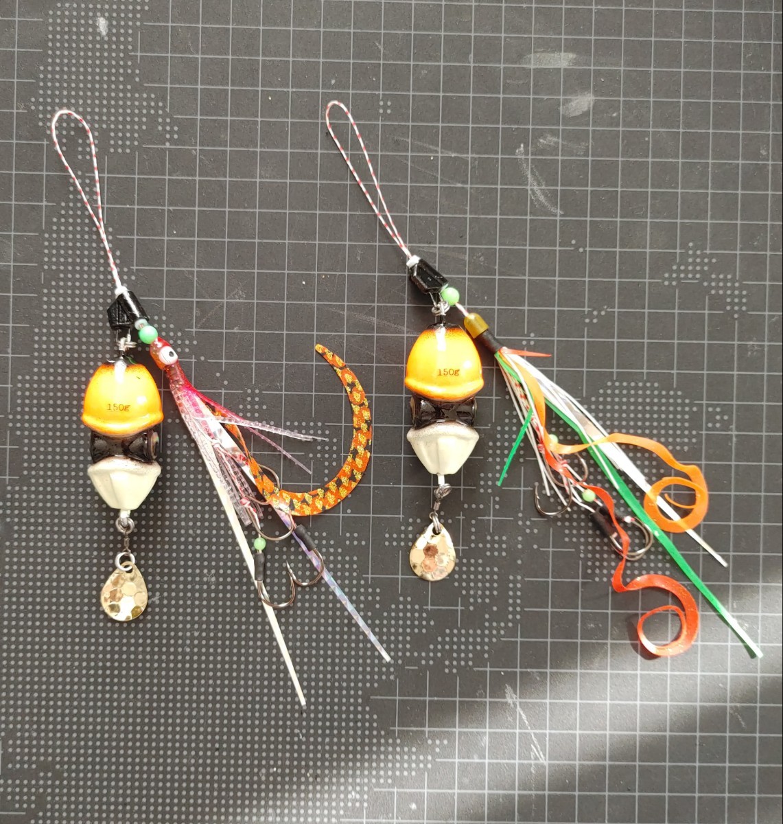 150g×2、計2個！スライドパーツ&カーリー付き！ブレードタイラバヘッド（Fire Fly Squid　蛍烏賊）_画像7