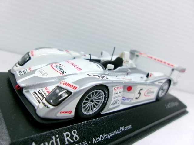 ミニチャンプス 1/43 アウディ R8 #5 ル・マン 2003 チーム 郷 荒聖治 (1144-594)_画像1