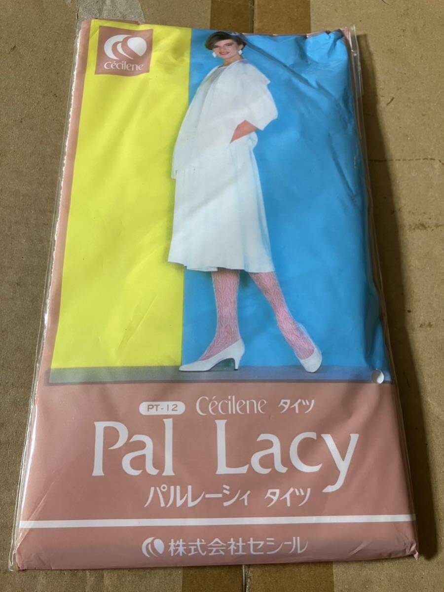 セシール セシレーヌ パルレーシィ タイツ アイボリクリーム 網 編み 柄 デザイン pal lacy tights 白 パンスト タイツ ストッキング_画像4