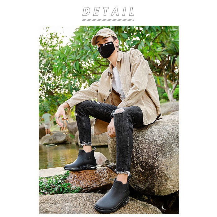 * black × red * 41(25.5cm) rain boots Short mail order men's slip prevention rain shoes boots rain shoes short . rubber soft waterproof si