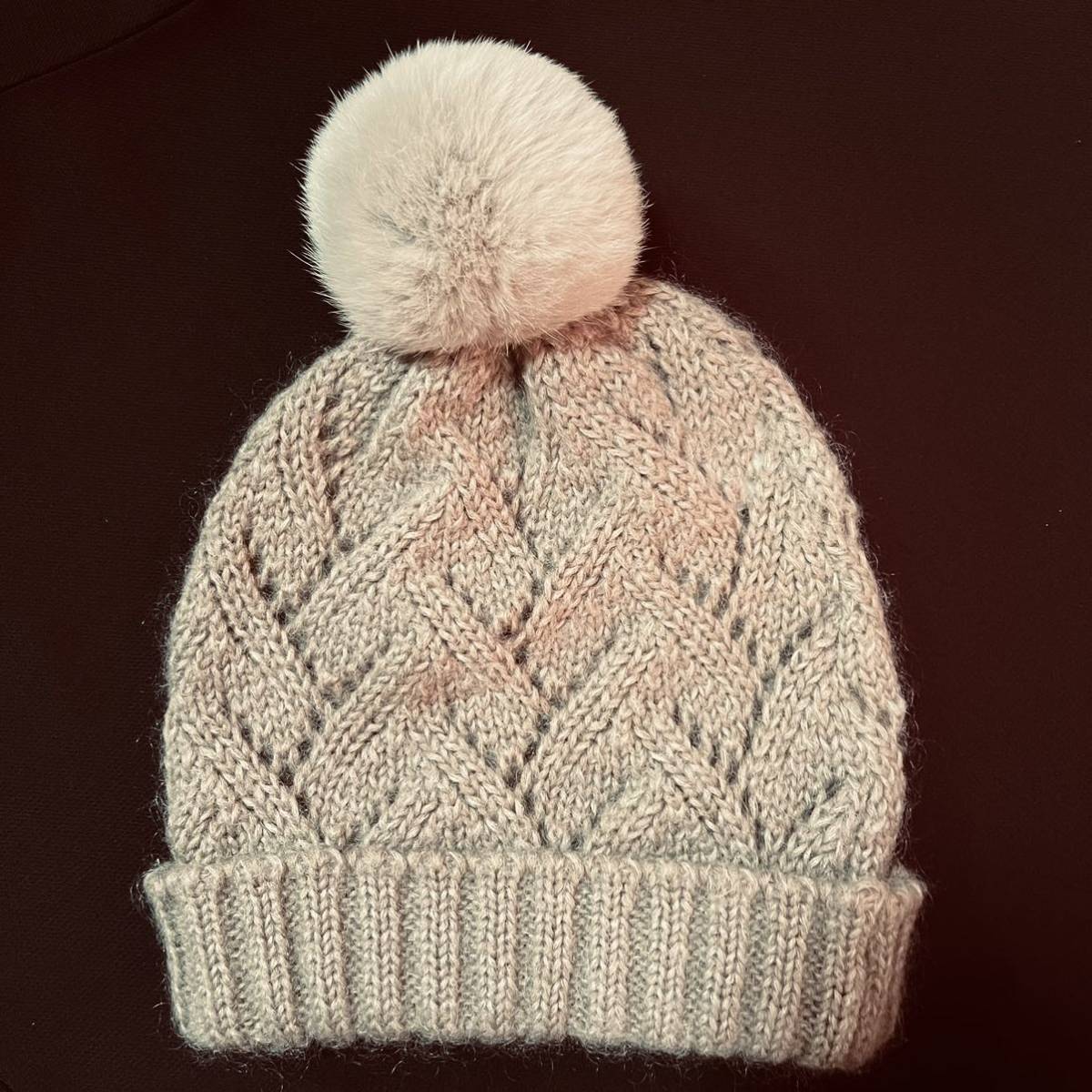 *ANTEPRIMA Anteprima * knitted cap pompon attaching *moheya* rabbit fur 