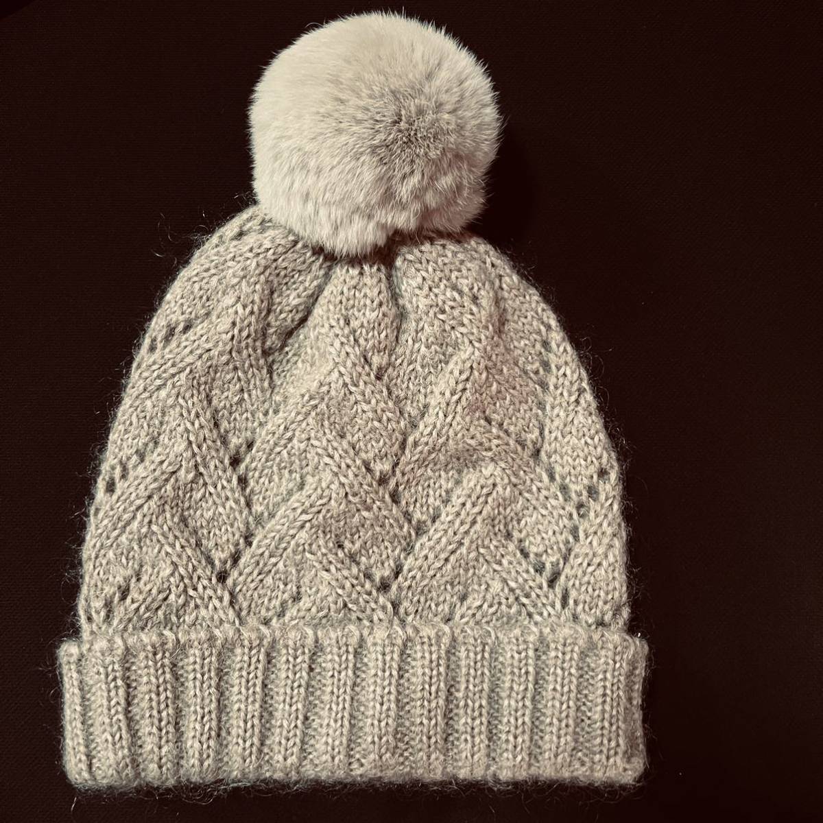 *ANTEPRIMA Anteprima * knitted cap pompon attaching *moheya* rabbit fur 