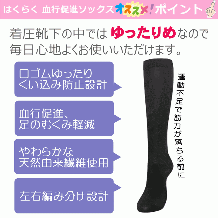 【平日15時まで即日出荷】はくらく 血行促進ソックス 3足セット【日本製 靴下 くつした 着圧 テーピング構造 】_画像3