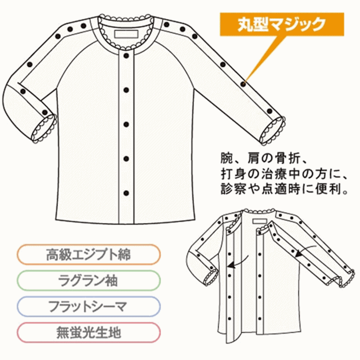 【平日15時まで即日出荷】婦人前開き両肩腕開き７分袖(No.7)　LL【介護用肌着 シャツ インナー 婦人用肌着】_画像3