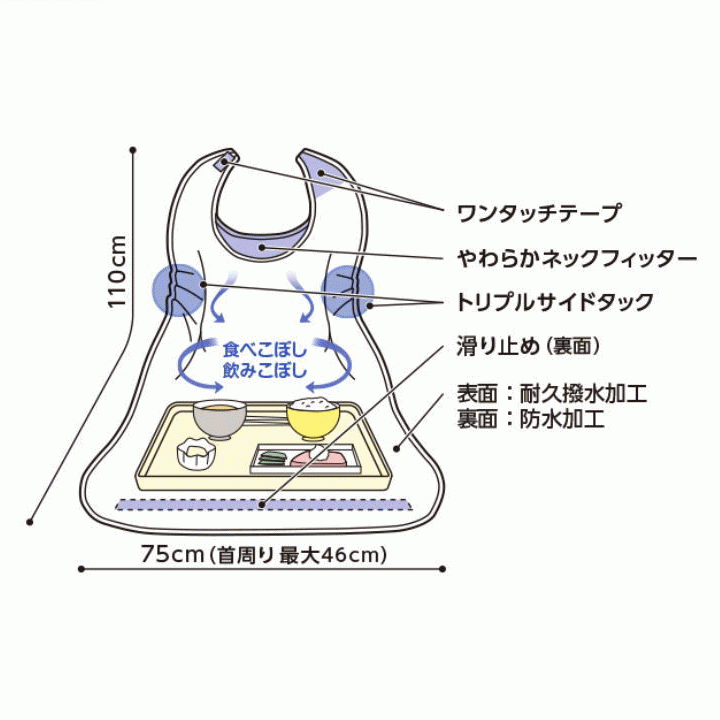 【平日15時まで即日出荷】PH食事用エプロンST【介護用 エプロン 介護用前掛け 前掛け スタイ 食べこぼし 食事用 介護 防止 防水 撥水】_画像4