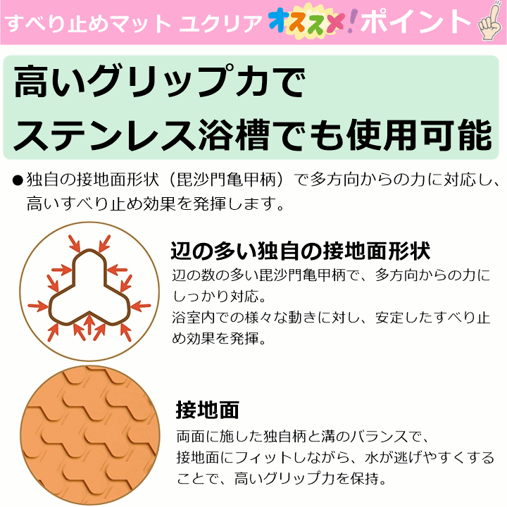 【平日15時まで即日出荷】すべり止めマット ユクリア Lサイズ【 入浴 安い 安い滑り止めマット バスマット パナソニック】_画像2