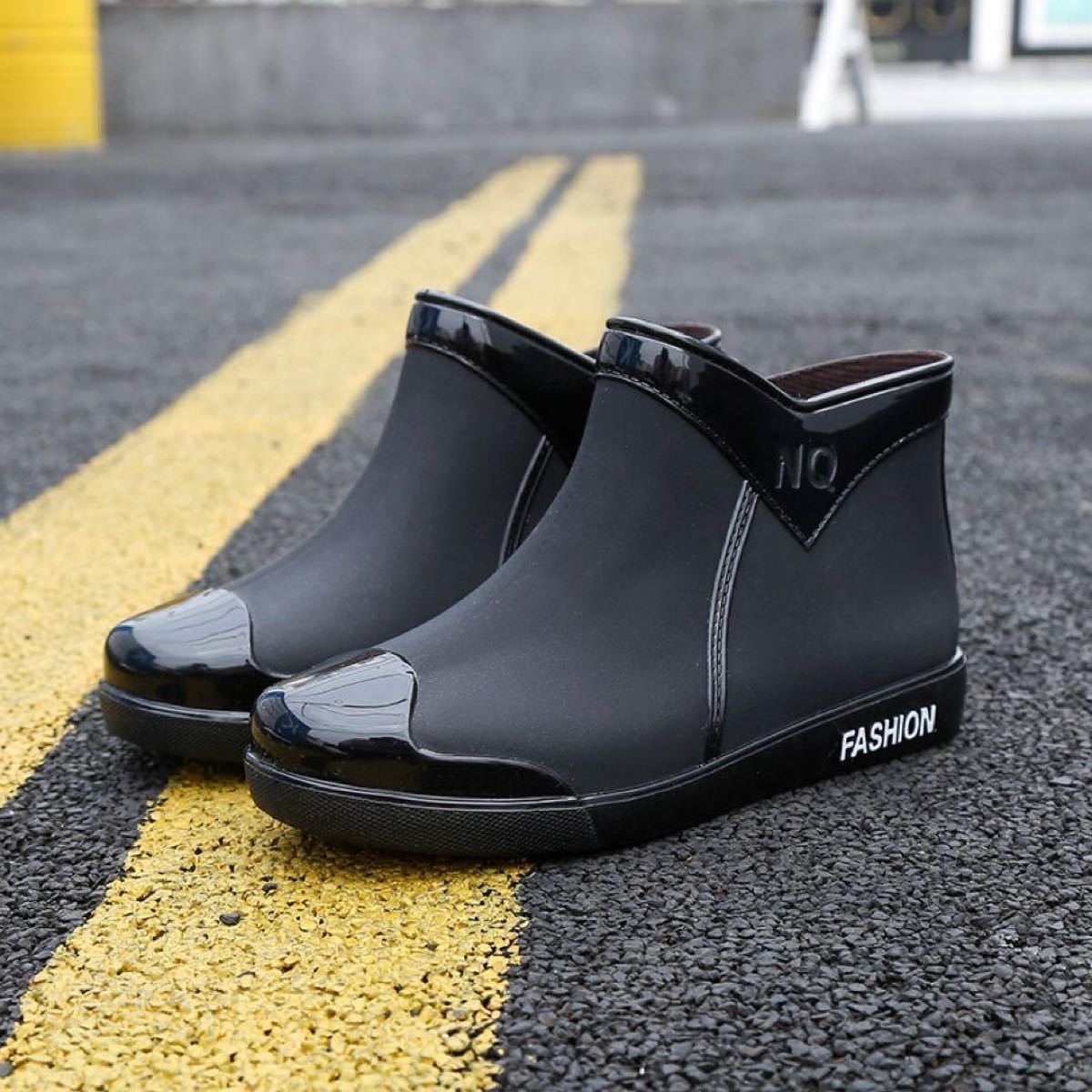 [25cm] rain boots Short boots rain shoes black waterproof slip prevention sneakers rain shoes camp outdoor 