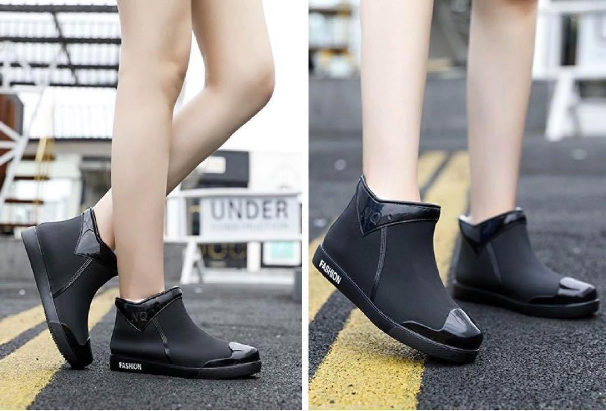 [25cm] rain boots Short boots rain shoes black waterproof slip prevention sneakers rain shoes camp outdoor 