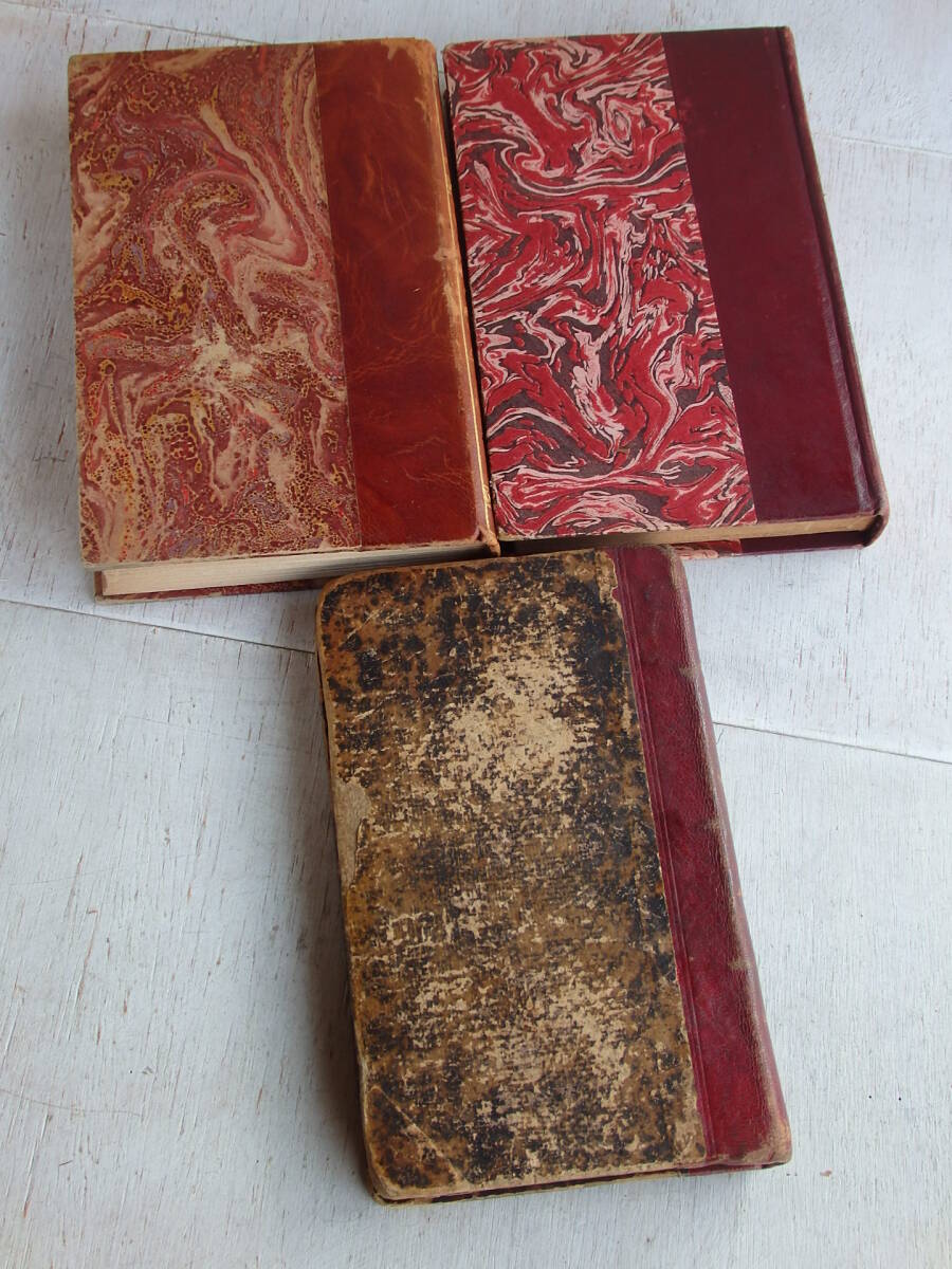 フランスアンティーク 3冊セット 古い 洋書 古書 本 ブック オブジェ 紙もの 古本 レザー 革 蚤の市 パリ 北欧 ディスプレイ_画像6