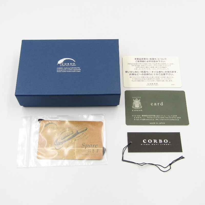  unused CORBO.korubo card coin case 1LJ-1305 GOATgo-to round fastener .. leather navy 24002726
