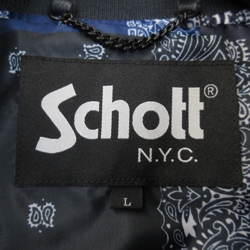 美品 SOPHNET. × SCHOTT ソフネット ショット レザースタジャン SOPH-180021 シープスキン バンダナ ブラック 黒 L 71008963_画像4