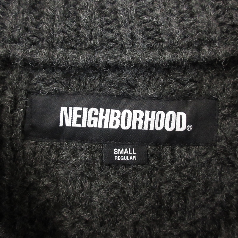 美品 NEIGHBORHOOD ネイバーフッド ダメージ加工 ケーブルニット 232FUNH-KNM01 23AW PATCHWORK SAVAGE SWEATER チャコール S 71009004_画像4