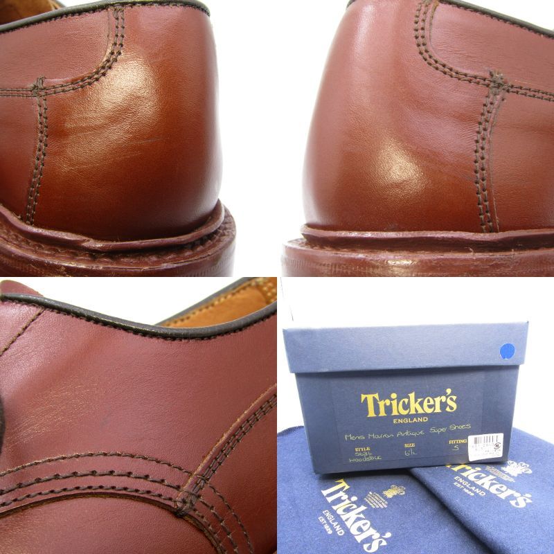 Tricker's トリッカーズ UK6.5 プレーントゥ 5636 ウッドストック WOODSTOCK レザーソール 外羽根 マロンアンティーク 35003074_画像9