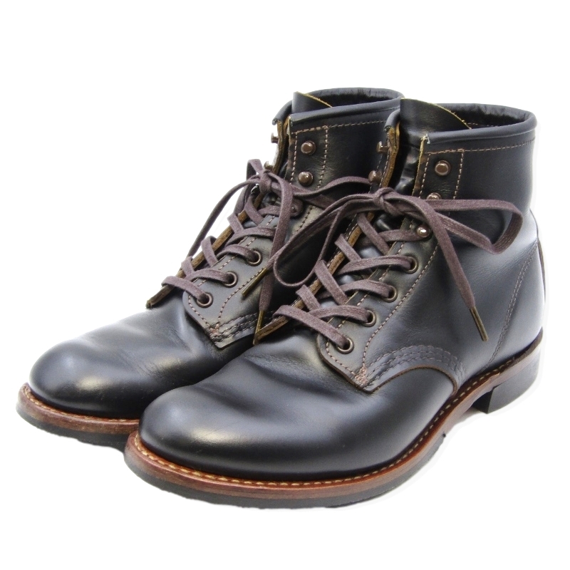 REDWING レッドウィング US7D 25cm ベックマン フラットボックス 9060 茶芯 ワークブーツ 先芯なし 黒 クロンダイク 35003070_画像1