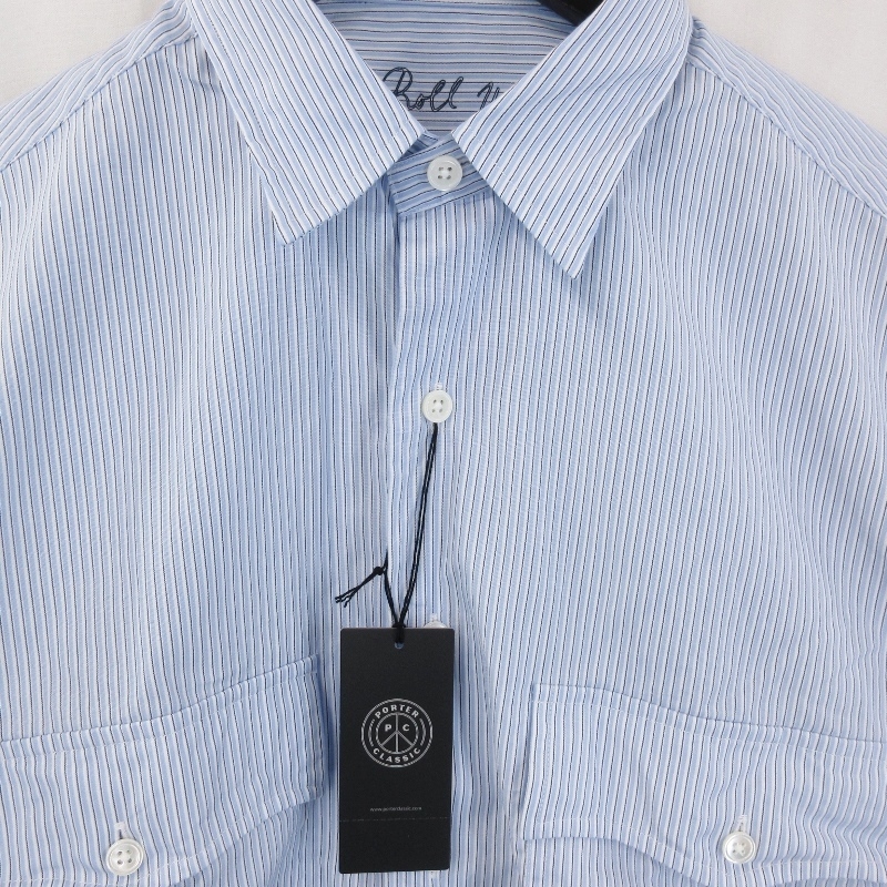 未使用 Porter Classic ポータークラシック ロールアップ ストライプ シャツ PC-016-2212 STRIPE SHIRT 長袖シャツ ブルー S 71009071の画像3