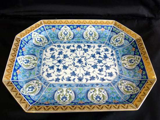 三洋陶器 龍峰窯 金七宝 オードブル皿 縦29cm 横36.5cm 平皿 大皿 和食器の画像2