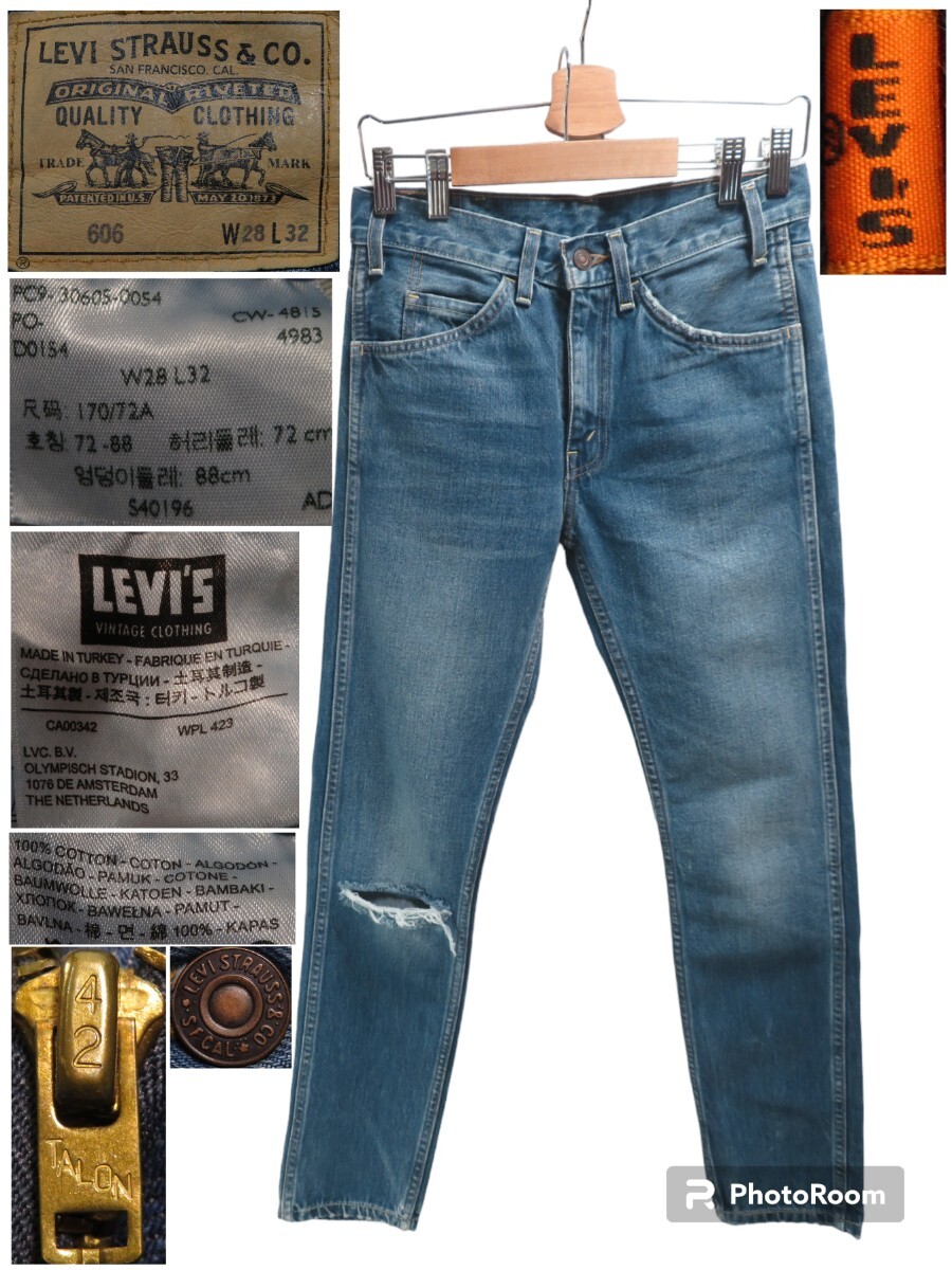 トルコ製★W28(約73cm)【LEVIS/リーバイス】ビンテージ/1960年代/606/30605-0054/スリム/TALON42/テーパード/復刻/オレンジタブ/BIG-E★