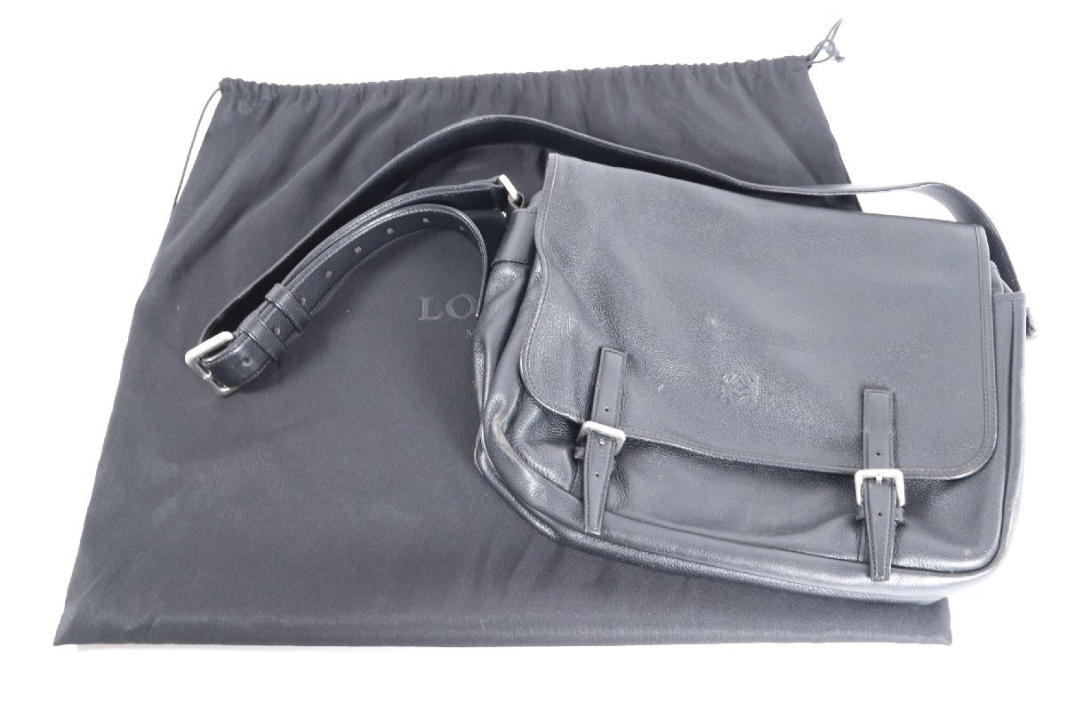 LOEWE ロエベ ショルダーバッグ 斜め掛け ブラック ビジネスバッグ 袋付き 1583-TE_画像1