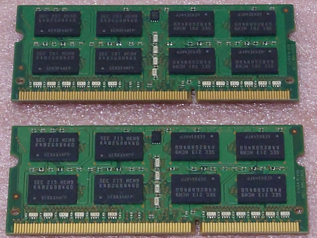 ★Samsung M471B5273DH0-CH9 2枚セット *PC3-10600S/DDR3-1333 204Pin DDR3 S.O.DIMM 8GB(4GB x2) 動作品_画像2