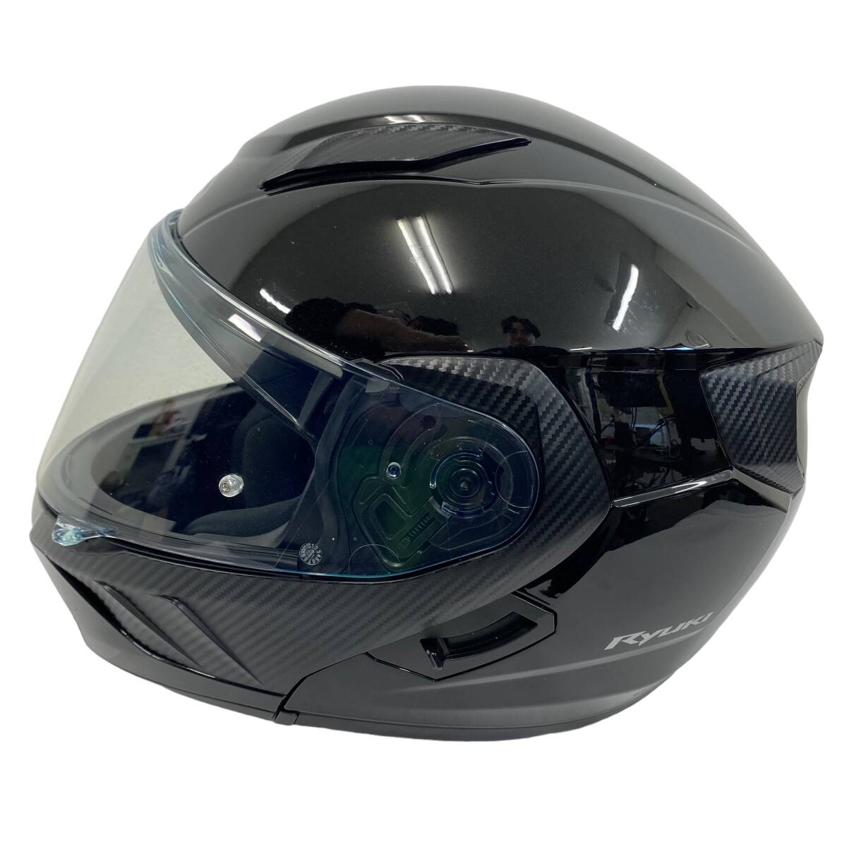 【美品】 OGK KABUTO オージーケー RYUKI リュウキ システムヘルメット ブラック系 黒系 Lサイズ 7994-120の画像4