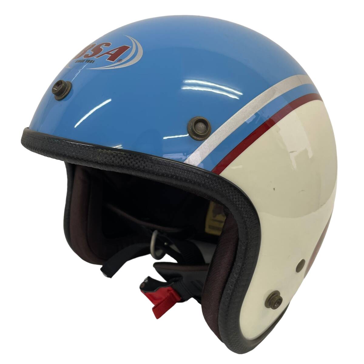 【即決】 BSA SUPER SHORT ジェットヘルメット 水色系/白系 Mサイズ 7228-100の画像1