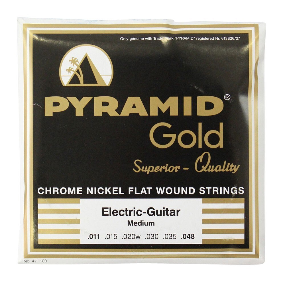 PYRAMID STRINGS EG Gold 011-048 chrome nickel flatwounds on round core フラットワウンド エレキギター弦_画像1