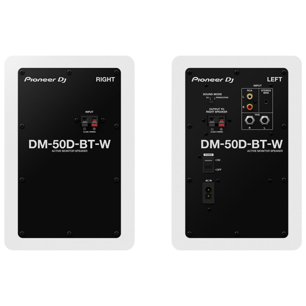 Pioneer DJ DM-50D-BT-W White Bluetooth搭載 パワードモニタースピーカー 1ペア（2台） ホワイト 白 アイソレーションパッド付きセット_画像2