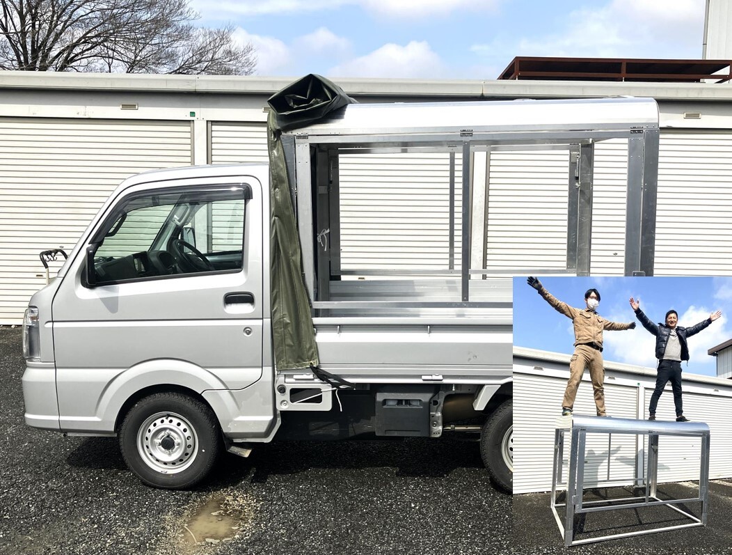 国産 特許使用 軽トラック用幌フレームセット RV-1 送料無料 車体穴あけ不要 高速走行可 軽トラ幌 荷台シート 荷台骨組み キャンプの画像10