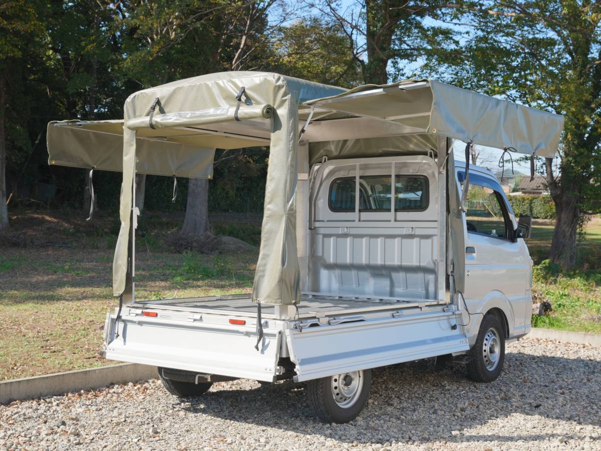 国産 特許使用 軽トラック用幌フレームセット RV-1 送料無料 車体穴あけ不要 高速走行可 軽トラ幌 荷台シート 荷台骨組み キャンプの画像1