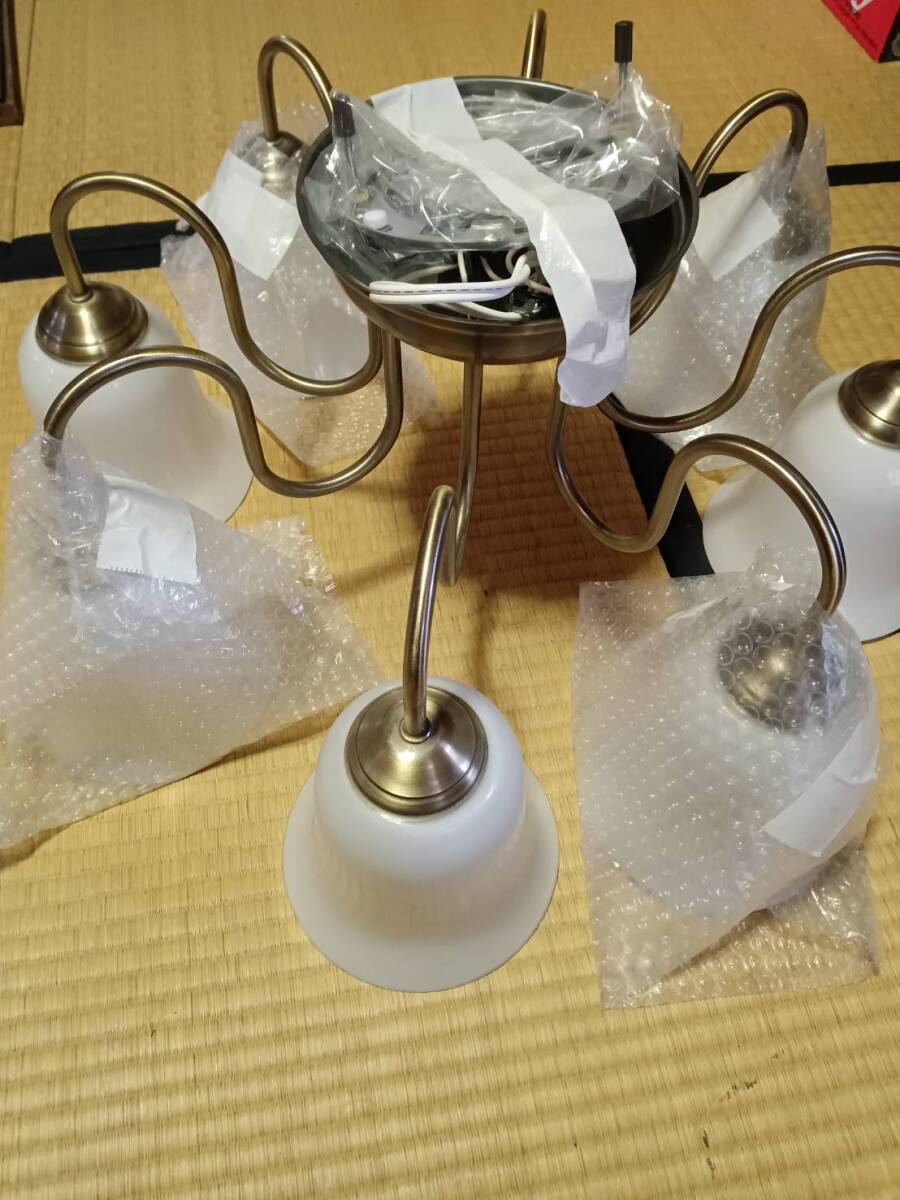  Toshiba white heat light apparatus glass chandelier 8 light antique style IC-8826-8G