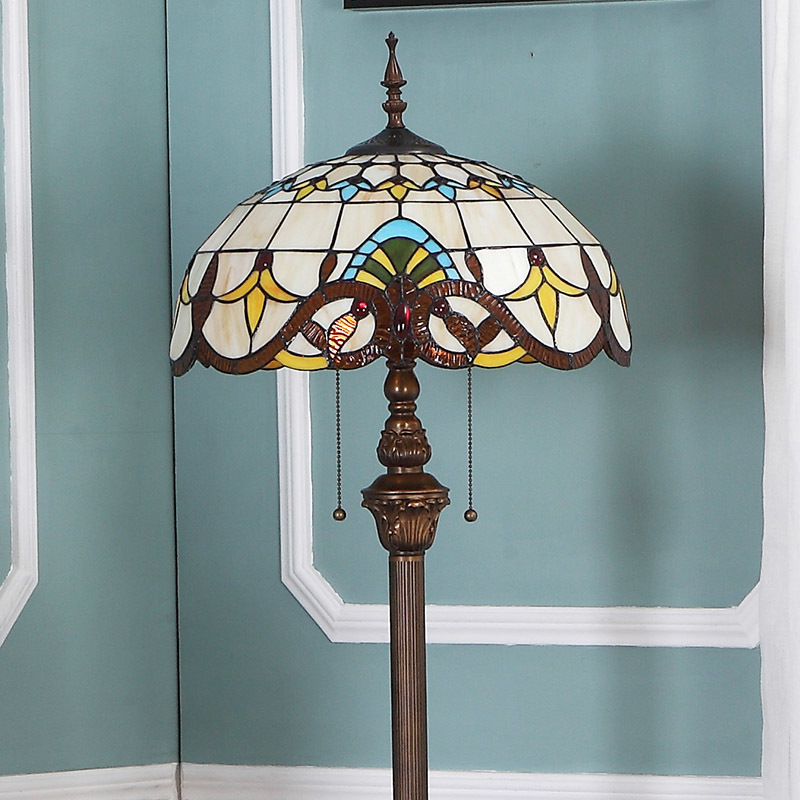 [ stain do lamp stained glass antique floral print ] retro atmosphere . stylish * Tiffany technique lighting floor stand 