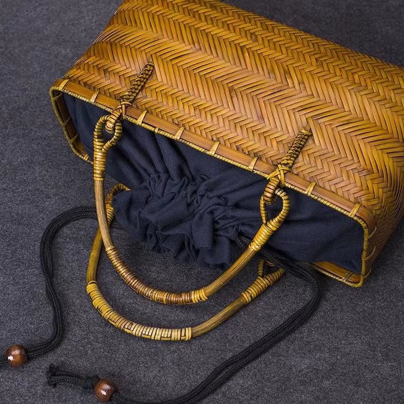  new goods basket storage basket stylish bamboo . braided taking . in stock hand handmade tote bag basket nature. superior article 