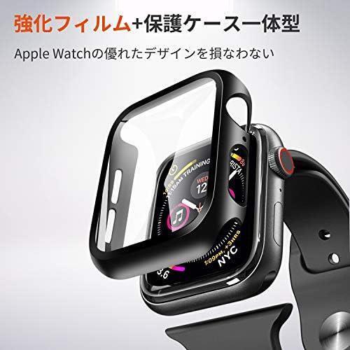 早々 ★44mm_ブラック★ Apple Watch 用 ケース series6/SE/5/4 44mm アップルウォッチ保護カバー ガラスフィルム 一体型 PC素材_画像2