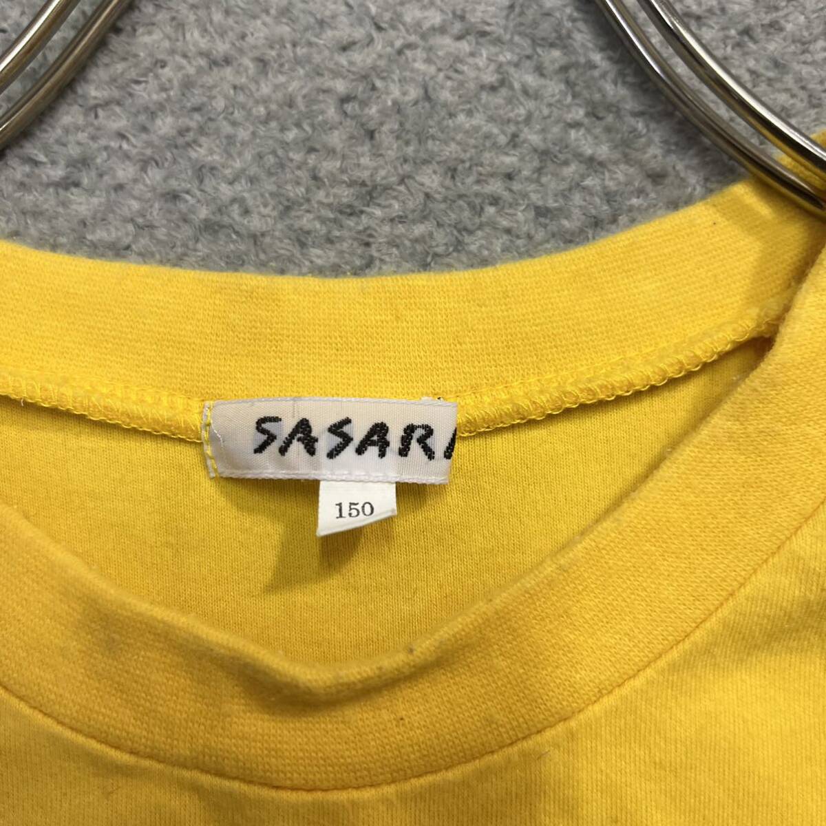 100円スタート♪ （13）【ヒッピー・サイケ】SASARI ササリ　長袖Tシャツ　サイズXS相当　ラグランカットソー　vintage 　イエロー　チビT_画像3