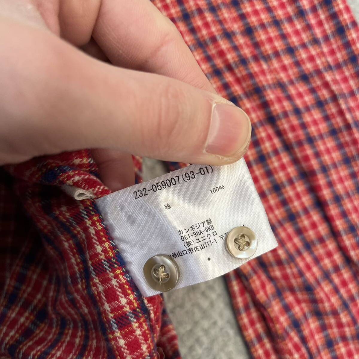 1円スタート! （2）UNIQLO ユニクロ フランネルシャツ サイズXL コットン チェック柄 レッド 赤 レディース トップス 最落なし_画像6