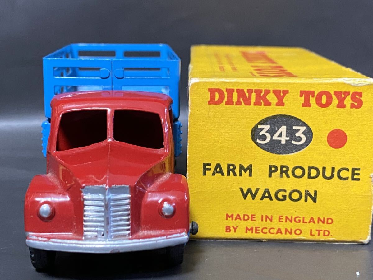 英 Dinky Toys #343　Farm Produce Wagon　　ディンキー Dodge Kew ダッジ　キュー　ファーム　トラック　ワゴン　vintage Meccano England_フラップに赤のカラーマーク