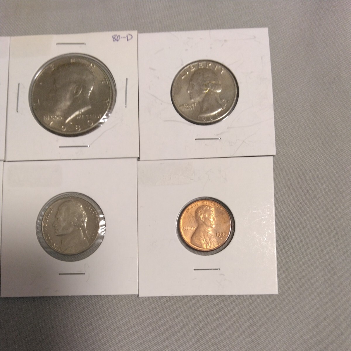 アメリカ合衆国　1980年銘コイン　1ドル 50セントコインなど　6点セット_画像6