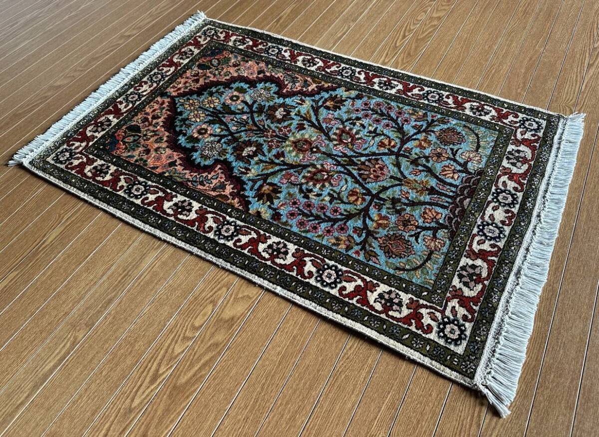 91×61】インド産絨毯・カーペット・ラグ・マット□3504-15 91×61】インド産絨毯・カーペット・ラグ・マット□3504-15
