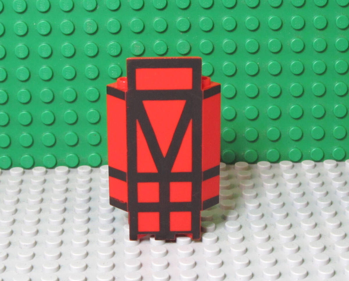 6M513-凸LEGO コーナー壁パネル（凸3x3x6）赤地黒ストライプ　%2345p01_画像1