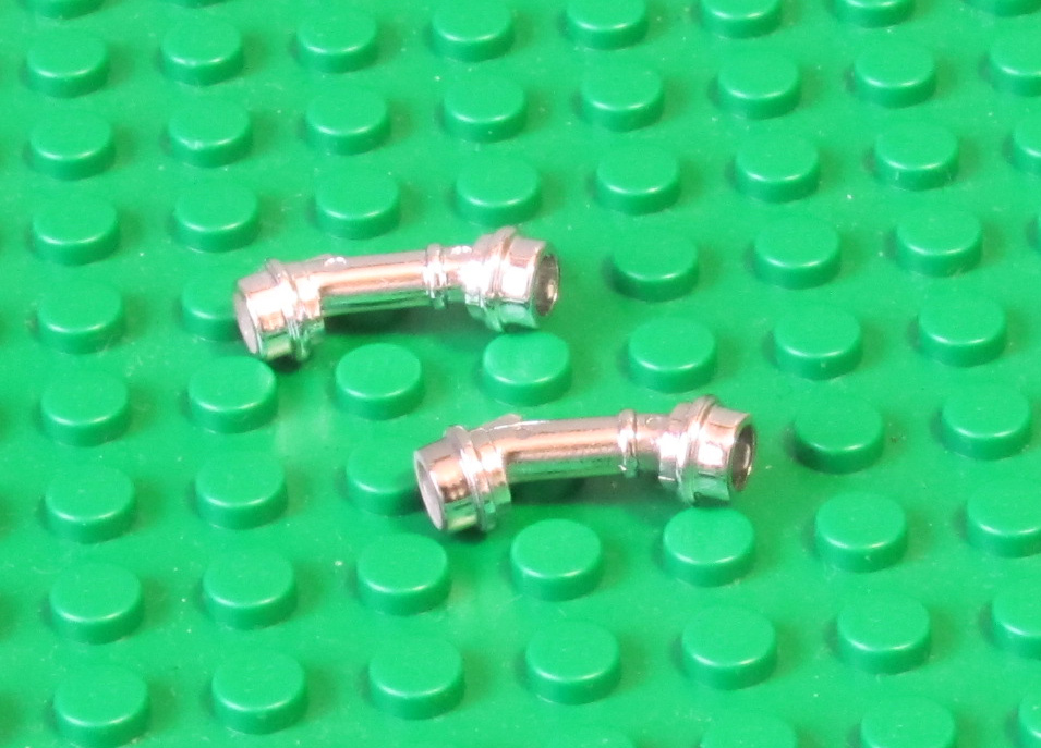 6K782-凸LEGO クロームシルバーの曲がったライトセイバーの柄 2個  %x156の画像2