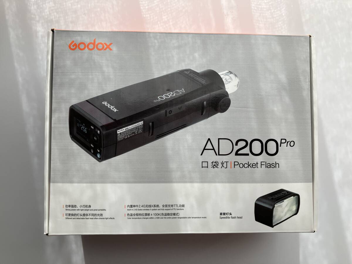 Y424★Godox AD200Pro ポケット TTL スピードライト フラッシュ 動作品_画像1