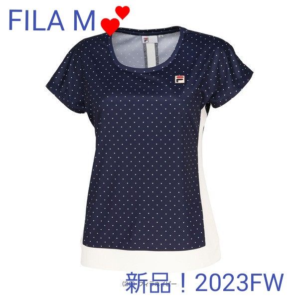 新品！フィラ/FILA レディーステニスウェア　ゲームシャツ　VL2715 20 M　フィラネイビー、ホワイト