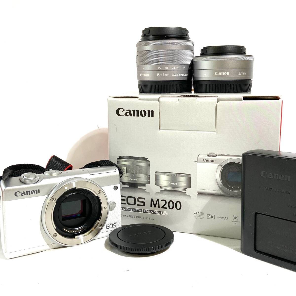 【動作確認済！】Canon キャノン EOS M200 EF-M15-45 IS STM EF-M22 STM KIT【2483580-1/104/rgmry】_画像1