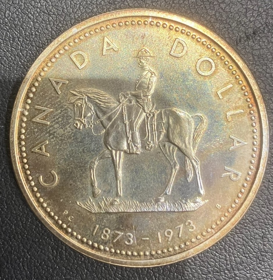 #11609 CANADA カナダ 騎馬警察 1873-1973 100年 エリザベス 銀貨 硬貨 通貨 貨幣 アンティーク コイン RCMP_画像4