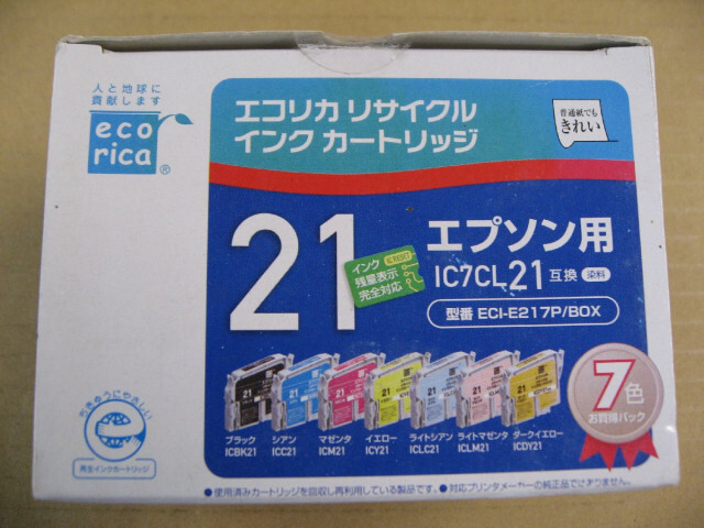 【使用推奨期限 記載無】エコリカ 【リサイクル】 ECI-E217P/BOX　（エプソン IC7CL21対応/リサイクルインクカートリッジ/7色BOXパック）_画像1