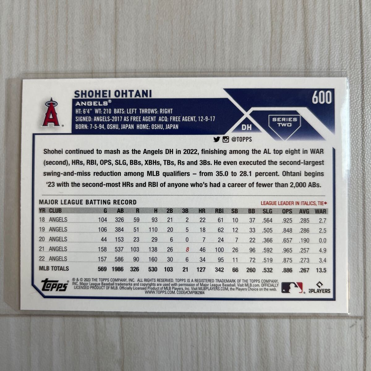 大谷翔平 topps #600. 1061 MLB エンジェルス ドジャース_画像5